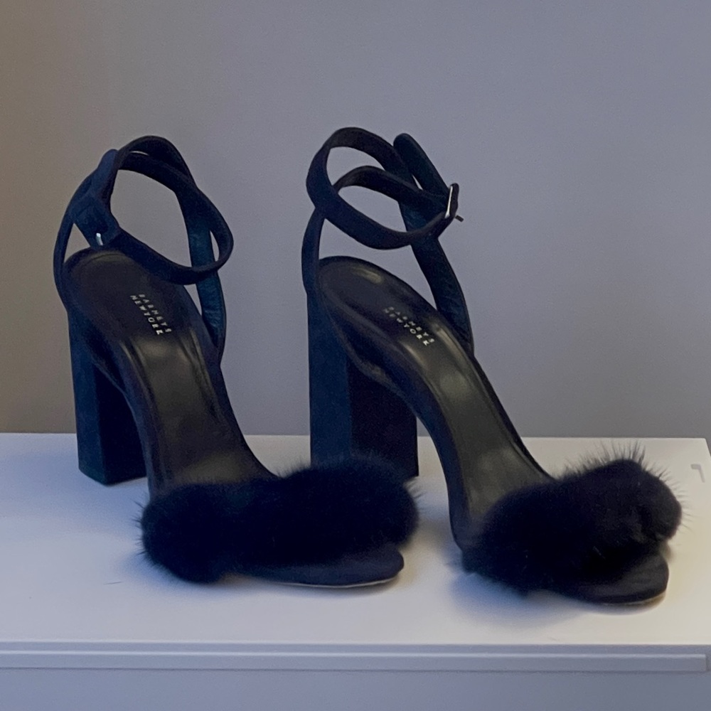 Barney's New York (RIP) Mink Block Heels